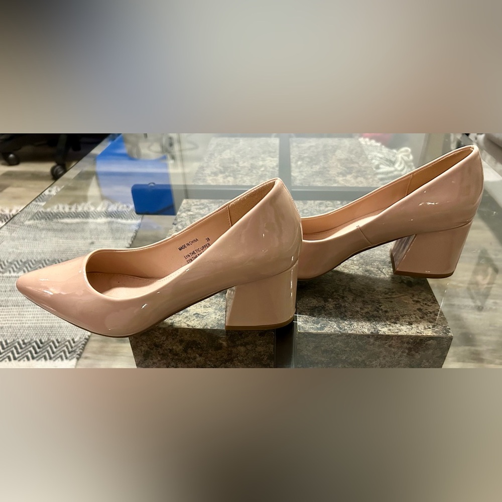 Steve Madden Blush Patent Leather Block Heel Pumps